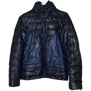 J.Crew XS Black Navy Down Puffer Jacket Colorblock Warm Winter Streetwear